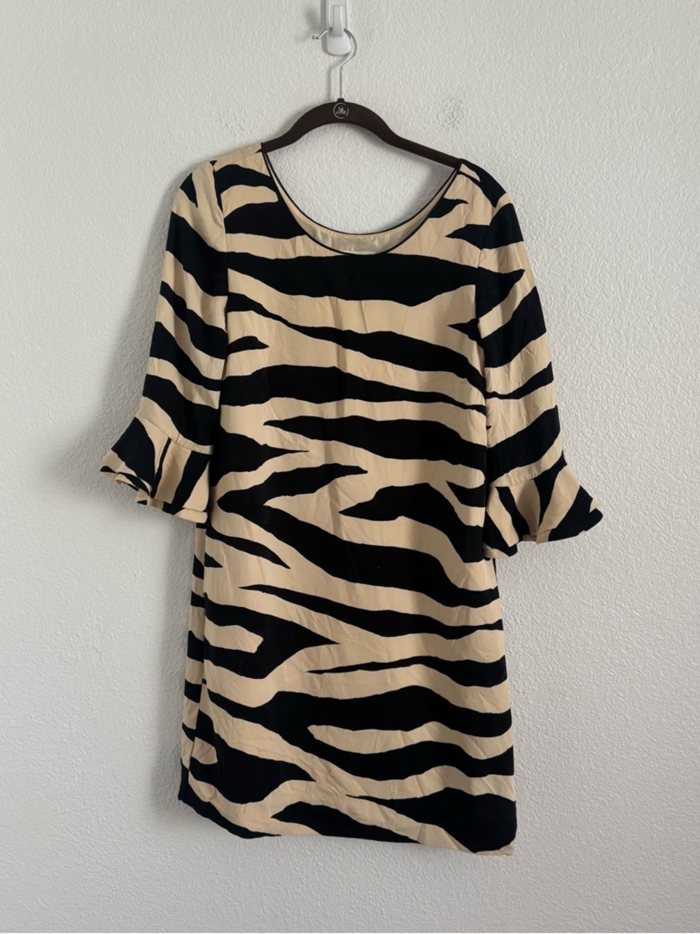 Kate Spade Women's Size Small Black/Cream Animal Print Andora Silk Dress